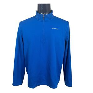 Merrell Betatherm men's blue 1/4 zip fleece pullover Lightweight Layer Hike Gym